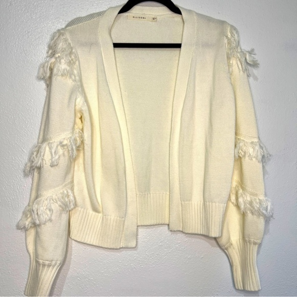 Ellison ivory open front cardigan sweater, Sz M. Preowned.